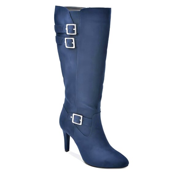 Rialto Cahoon Buckle Stiletto Heel Fall Winter Dress Boot Midnight Dark Blue 6.5 - Picture 1 of 4